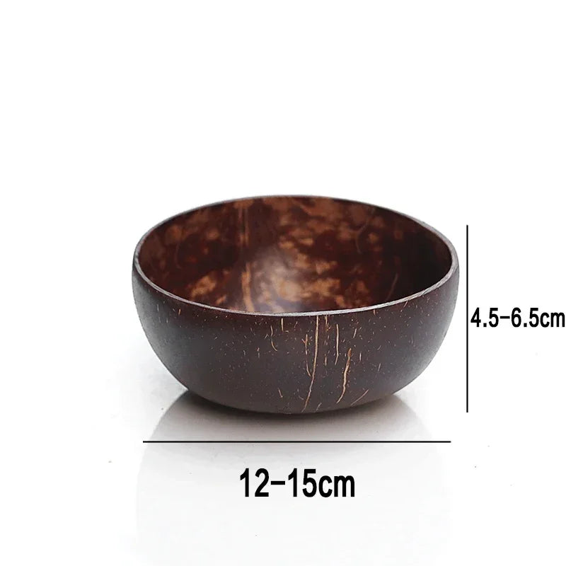 2 PCS Natural Coconut Bowl + Wood Spoon Set