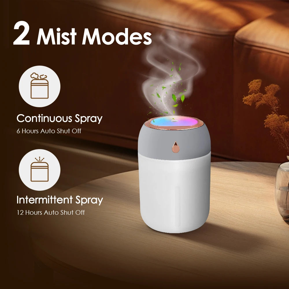 Air Humidifier & Aroma Oil Diffuser With Colorful Night Light