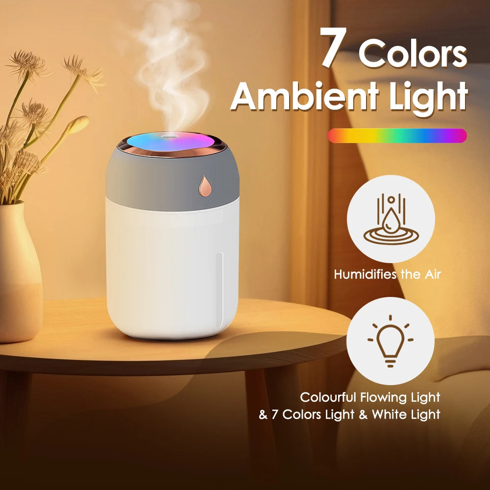 Air Humidifier & Aroma Oil Diffuser With Colorful Night Light